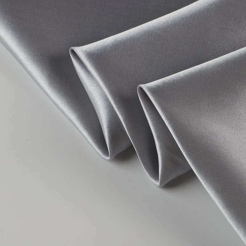 Silver Grey Silky Satin Fabric for Clothing, Background Accessories and Lining Material, By the Meter