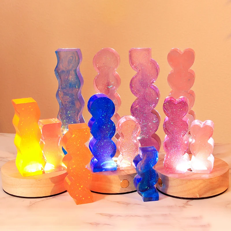 3D Long Strip Wavy Column Silicone Candle Mold Geometric Shaped Candles Making Kit Diy Plaster Epoxy Resin Mould Home Decoration