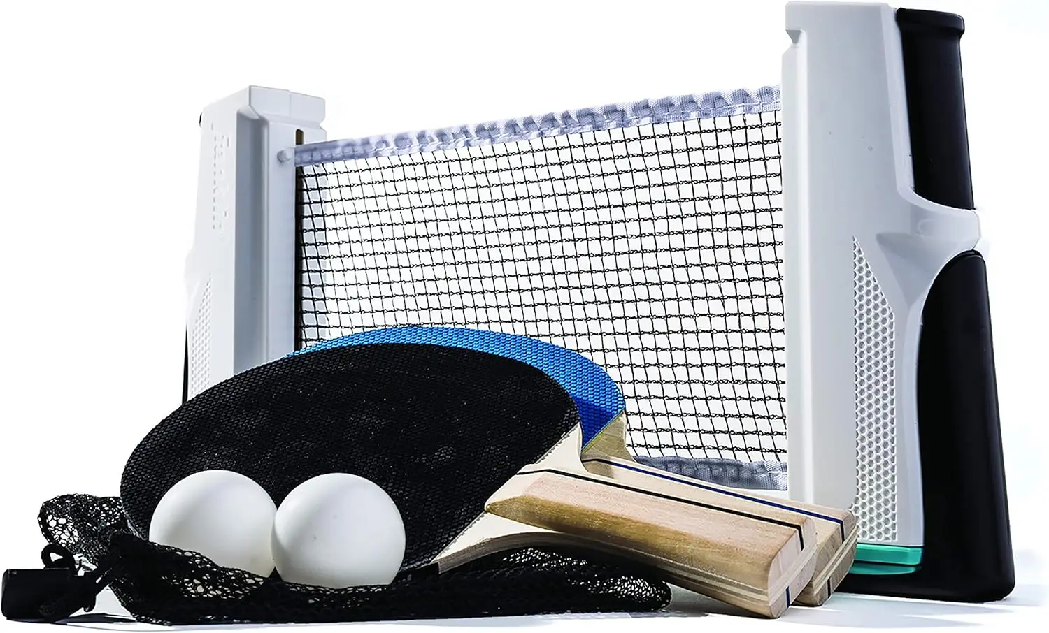 

Portable Table Tennis Set with Net, 2 Paddles & Balls - Instant Game for Any Table