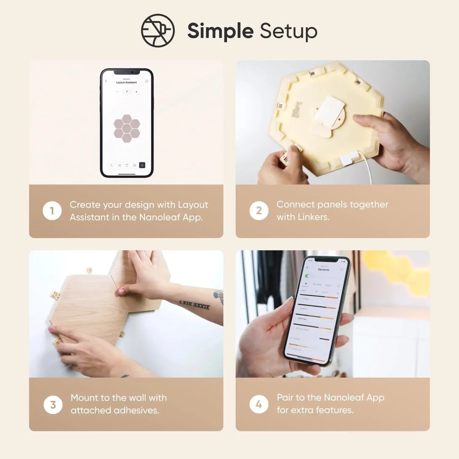 عناصر الخشب المظهر السداسي واي فاي وخيط ذكي LED عكس الضوء ديكور المنزل أضواء الجدار مجموعة أكثر ذكاء (13 لوحة إضاءة)