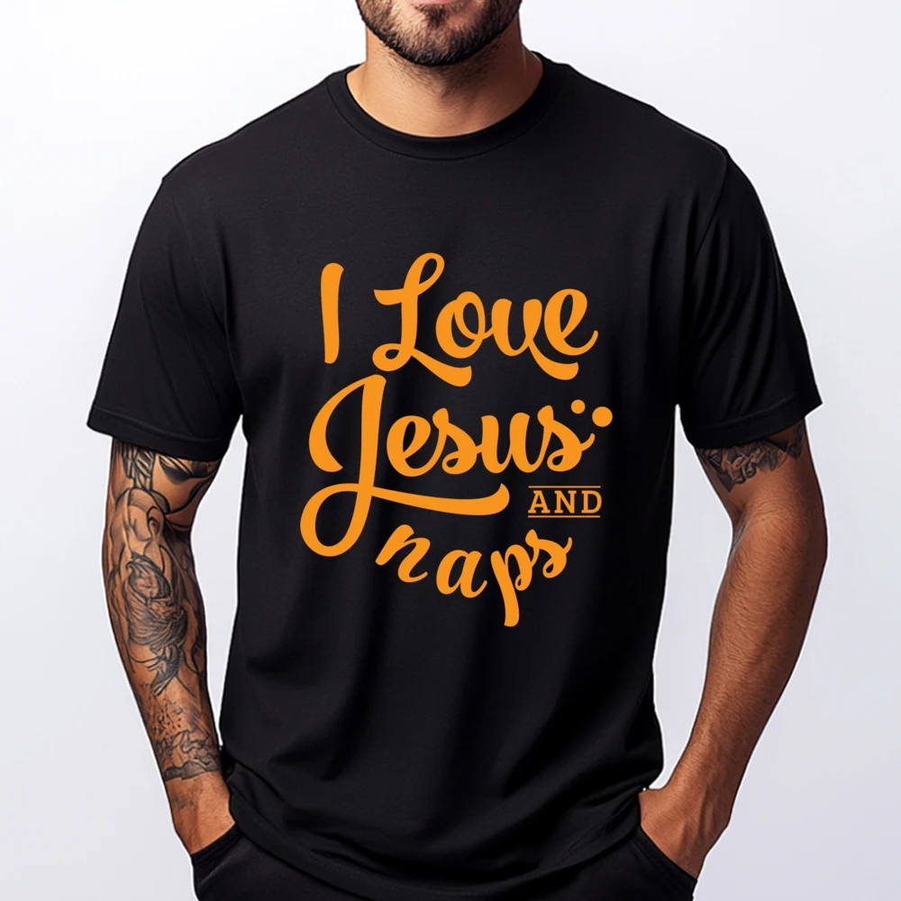 

I Love Jesus And Naps 3XL Men Clothing Eco-friendly and Healthy Band Tshirts Party Valentine's Day T-shirts for Men