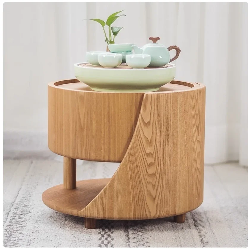 Hot SalseSmall Coffee Table, Nordic Japanese Style Solid Wood Tatami, Light Luxury, Simple Modern Tatami, Cushion, Small Round T