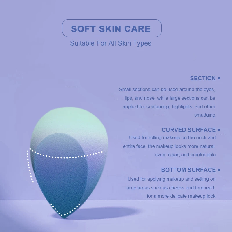 4Pcs Combination Makeup Puff Soft And Delicate Dual Use Of Dry And Wet For Home Or Travel Use