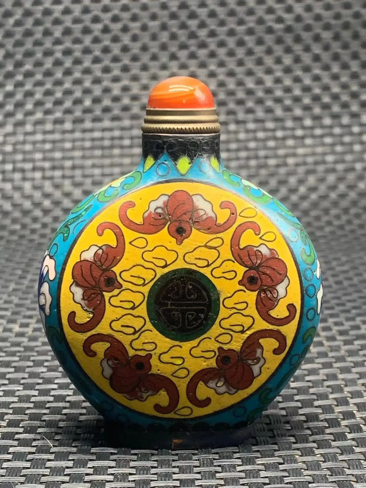 

antique Chinese Copper&Cloisonne Pinching silk snuff bottle,Bats,Hand carved crafts,Decoration,collection &Adornment