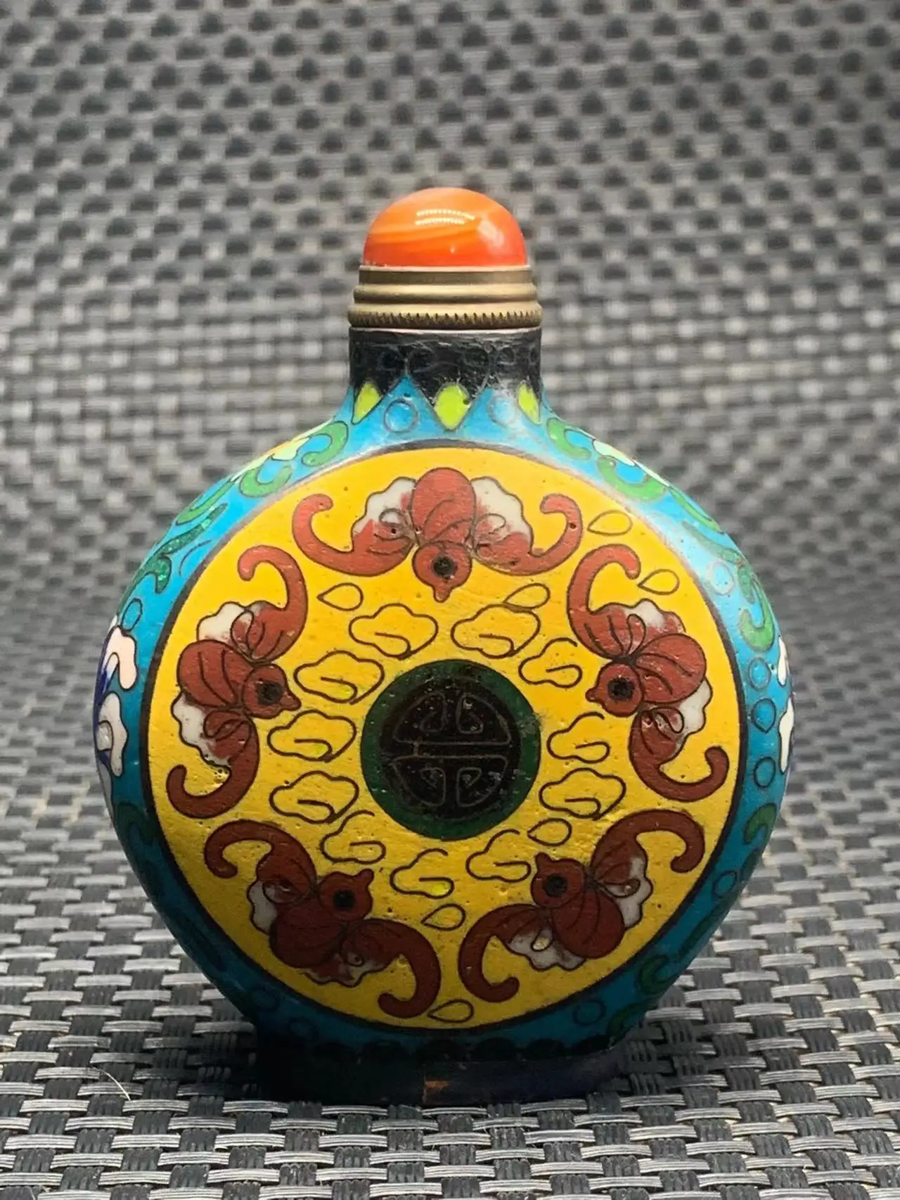 antique Chinese Copper&Cloisonne Pinching silk snuff bottle,Bats,Hand carved crafts,Decoration,collection &Adornment