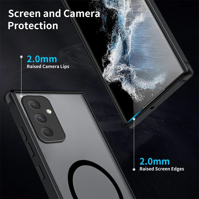 Translucent Magsafe Matte Phone Case for Samsung Galaxy A54 A34 A24 A35 A55 A05 A14 A05S A15 A25 M54 M52 A23 A33 A53 A73 4G 5G