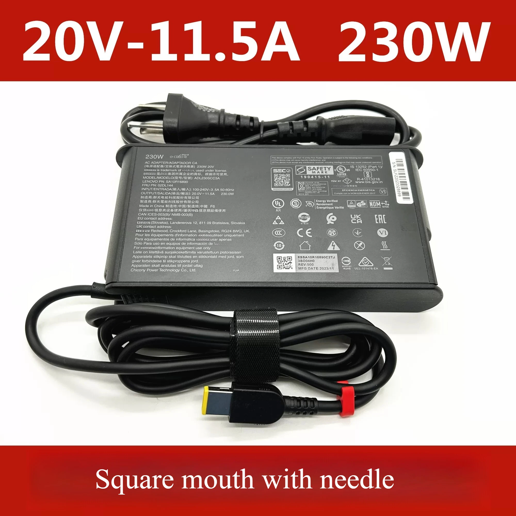 Applicable for Lenovo Savior Y9000K R7000P P71 230W Power Adapter 20V11.5A Charger