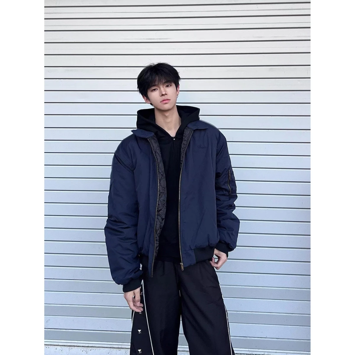 

Ретро-куртка-бомбер в американском стиле, королевский синий цвет, укороченная, для мужчин, модная уличная одежда, верхняя одежда от Unknown Brand