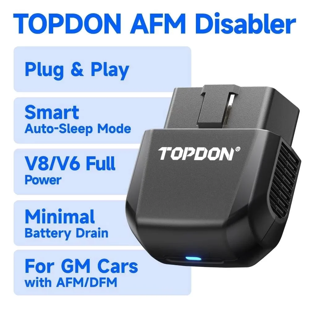 TOPDON AFM/DFM Disabler for V6 V8 GM, OBD2 AFM Disabler Device for Chevy Silverado GMC Sierra Yukon Cadillac Escalade, Prevents Cylinder Deactivation, Active Fuel Management Disabler