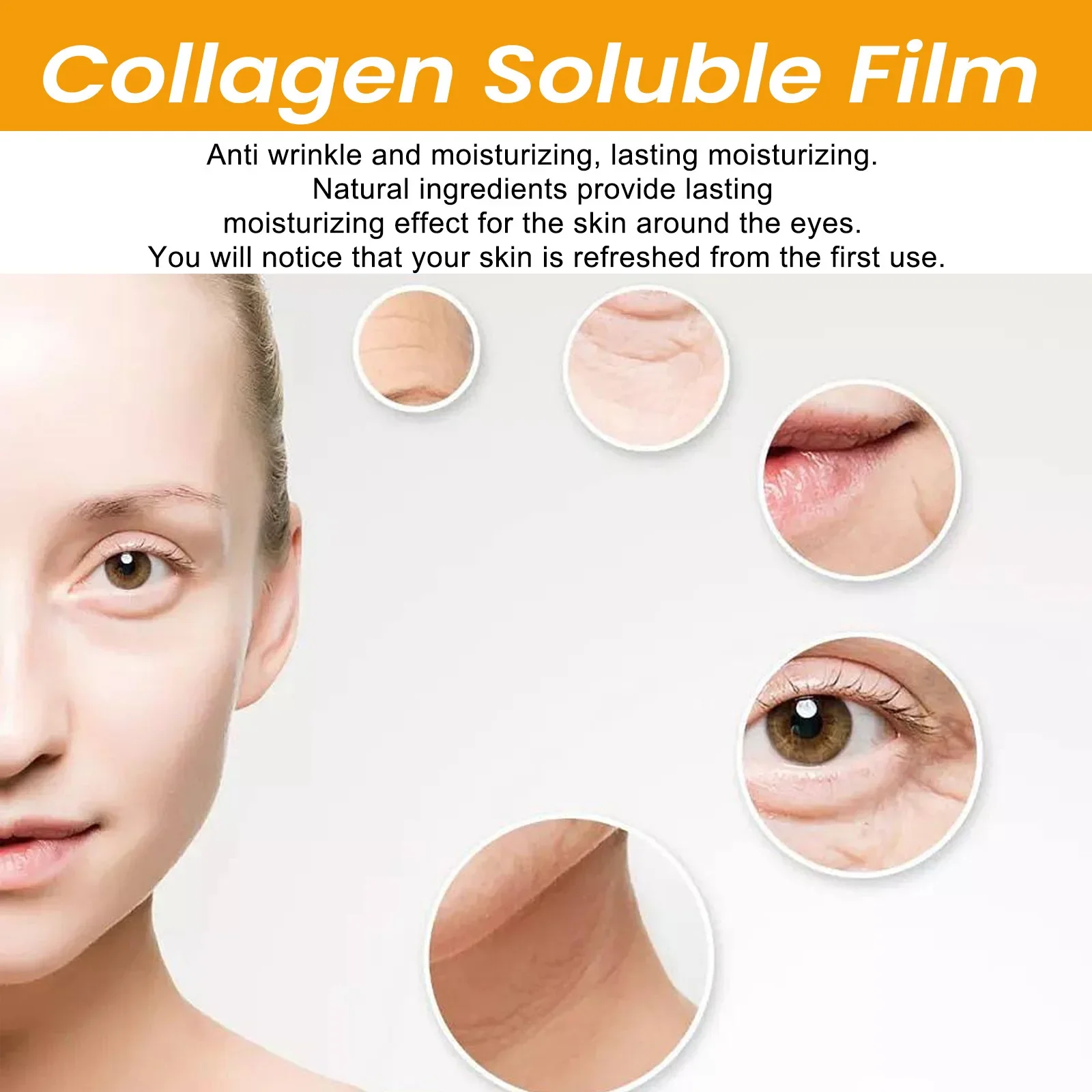 Exclusive Jaysuing Soluble Collagen Film Fade Cheeks and Forehead Fine Lines Eye Mask Lift Firming Mask