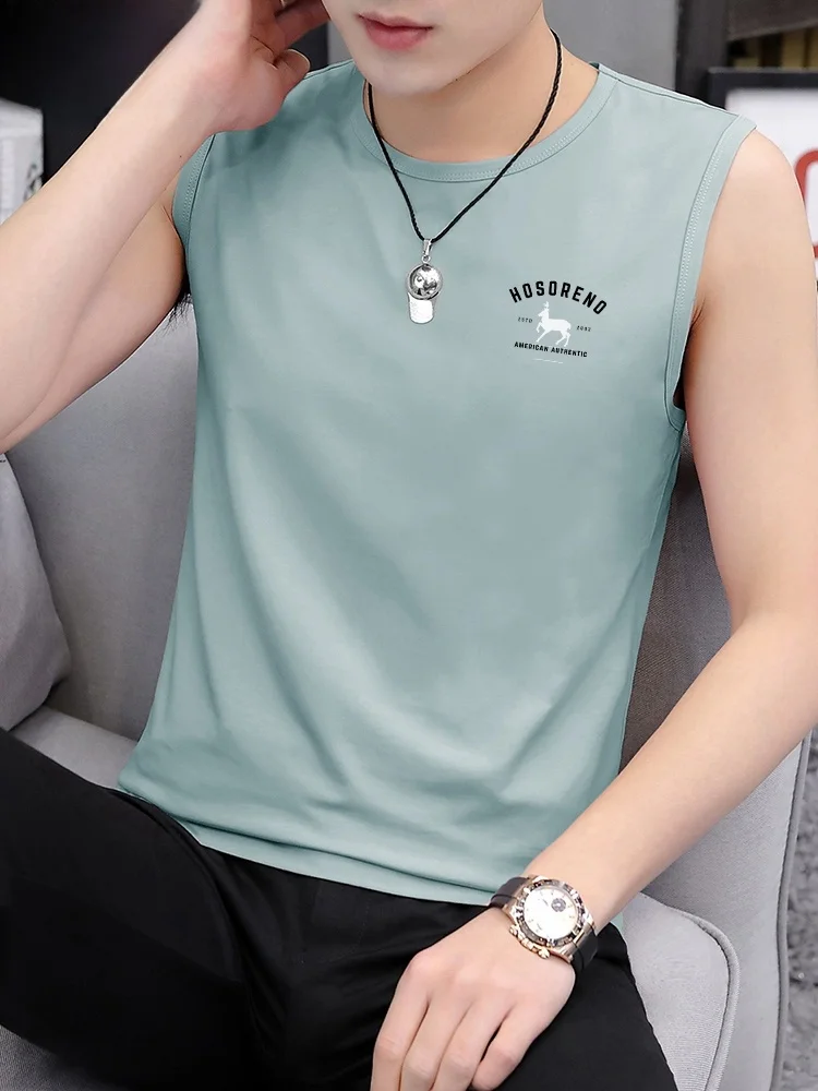 

Men's Bla Pure Cotton White Svel Fitn Sports Vest Summer Breathable Base Layer Sweatirt Wide oulder Tank Top