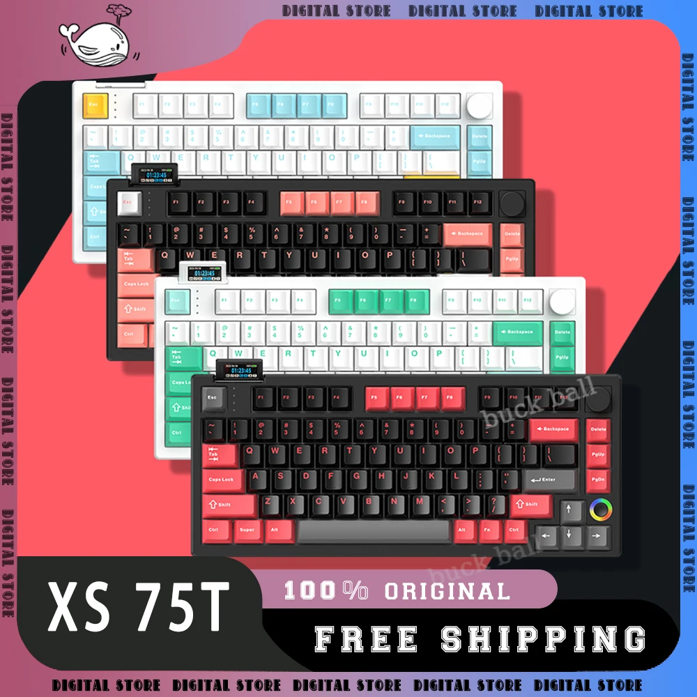 

Hello Ganss XS75T Gamer Mechanical Keyboard 3Mode USB 2.4G Wireless Bluetooth Keyboard RGB Backlit Hot Swap Gaming Keyboard Gift