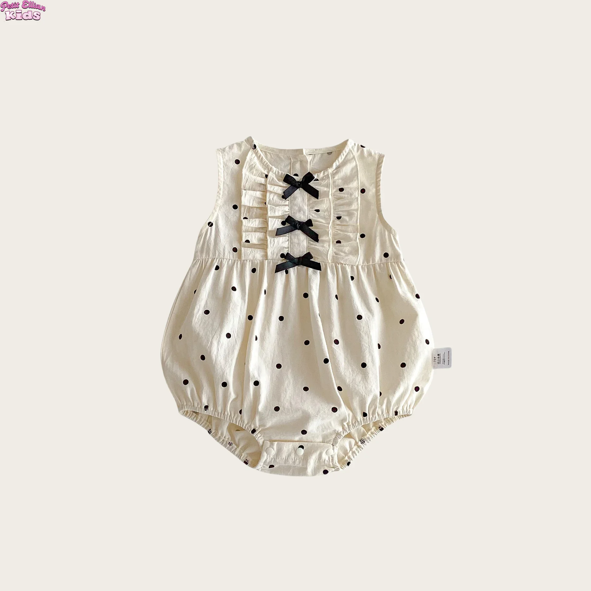 

Toddler Girl Cotton Polka Dot Bow Triangle Baby Bodysuit 0-2Y Newborn Body Suit Ruffled Sleeveless Romper Casual Daily Outfit