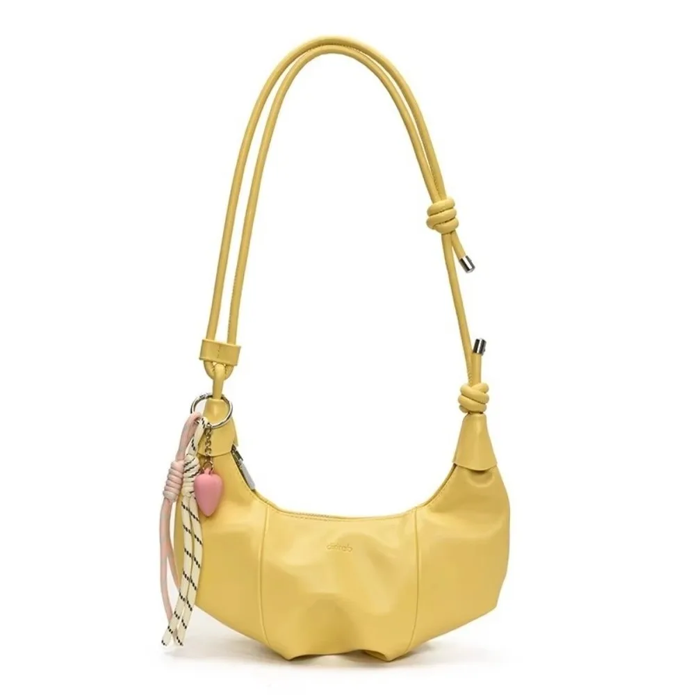 

Trendy Macaron Color Faux Leather Handbag Cloud Pleated Design Tote Bag Compact Elegant Dumpling Shape Shoulder Bag Women
