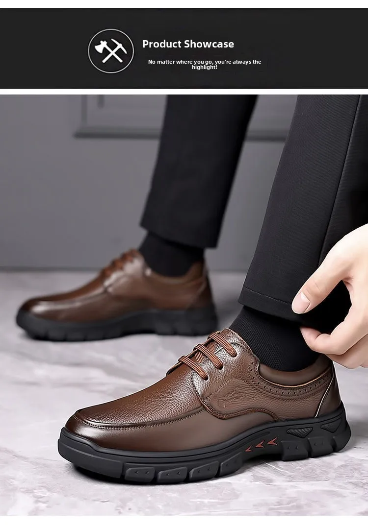Zapatos Casuales de Cuero para Hombre, Suela Suave Antideslizante, Resistentes al Desgaste, Zapatos Formales de Negocios, Zapatos de Moda para Papá, Cómodos y Transpirables