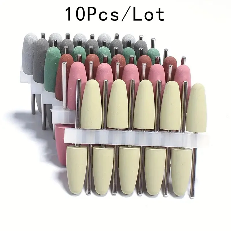 10pcs/Pack Nail Art Silicone Grinding Head, Safe And Fast Sanding Polishing Nails, Nail Art Electric Grinder, For Manicure Artis