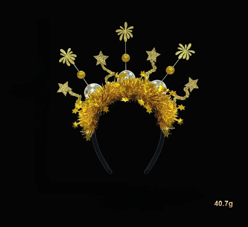 

2026 New Year Party Hair Clips Headband Firework Ball Photo Props Festive Decorations