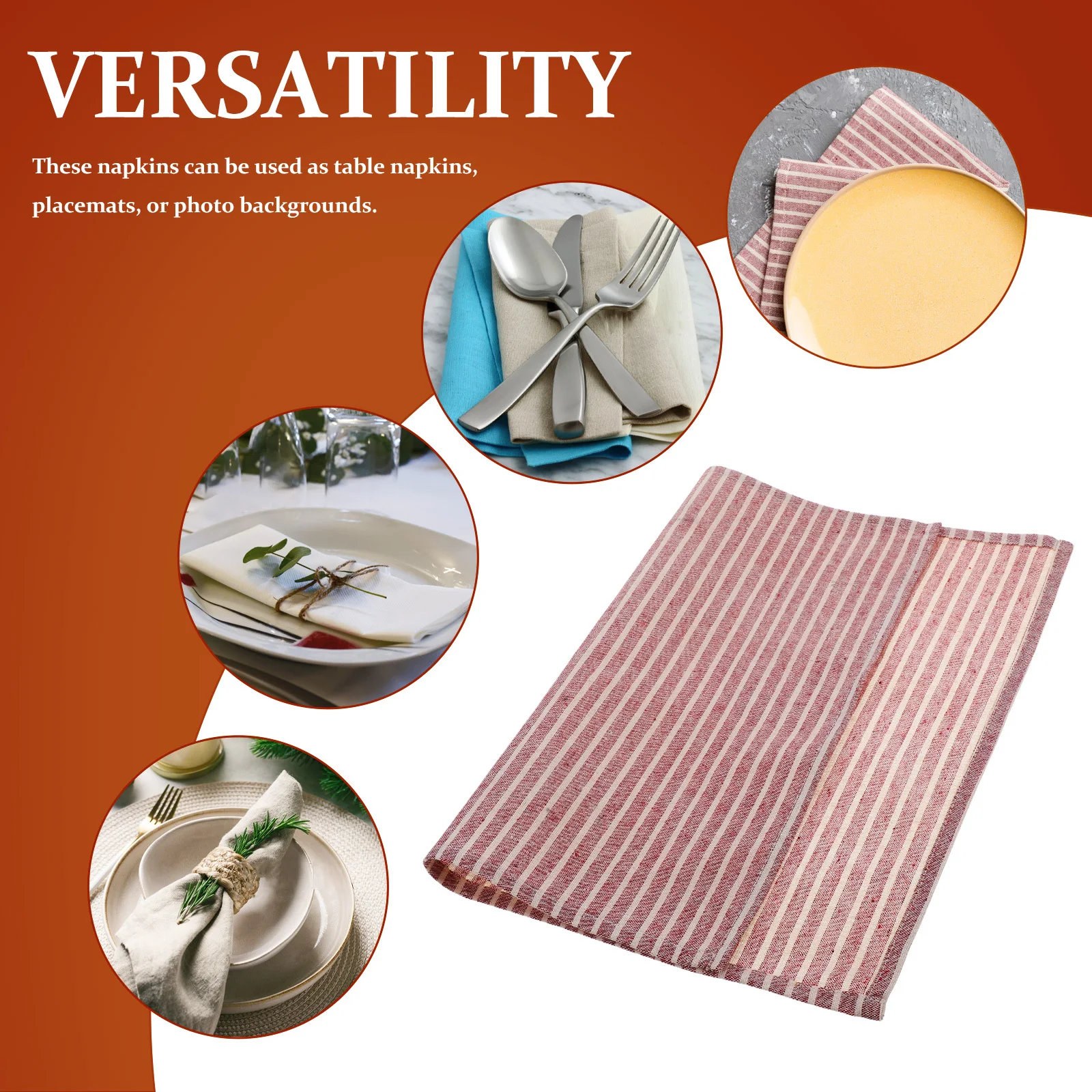 12Pcs Washable Cloth Napkins Striped Dinner Napkin Set Heat Insulating Table Napkins for Home Restaurant Use Napkin