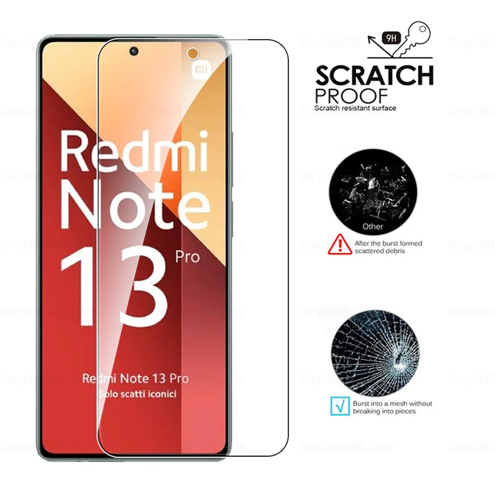 2 Stück gehärtetes Glas für Xiaomi Redmi Note 13 Pro 4G 5G Schutzglas auf Redmi Note13 Pro Note13 Displayschutzfolie Sicherheitsfolie