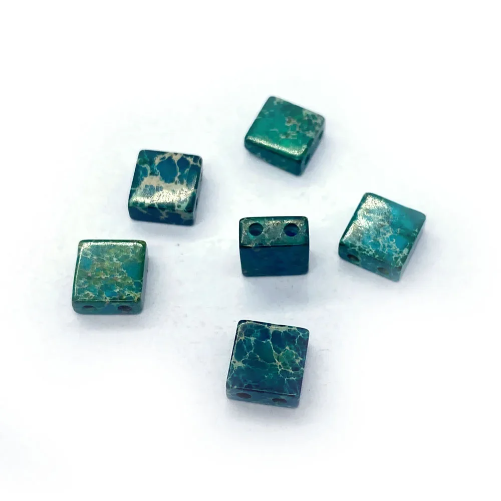 

Geometric Square Natural Turquoise Polished Double-Hole Straight-Hole Colorful Loose Beads DIY Jewelry Accessories for Necklaces