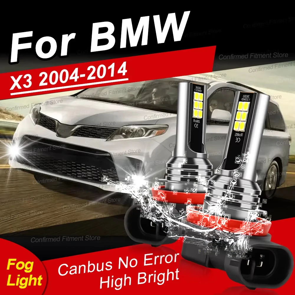 

2Pcs White LED Light Bulbs H11 Canbus No Error 200W 6000K Super Bright LED Car Front Fog Lamp For BMW X3 2004-2014 Plug And Play