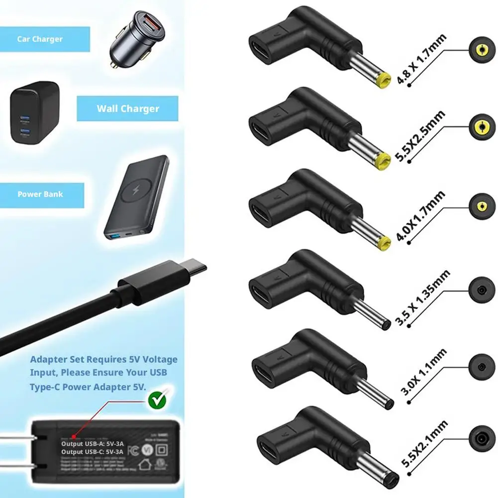 USB-C PD To DC Adapter 5V/9V/12V/20V C Female To Male Power Connector For Router Tablet Power Jack Plug Charging Adapter
