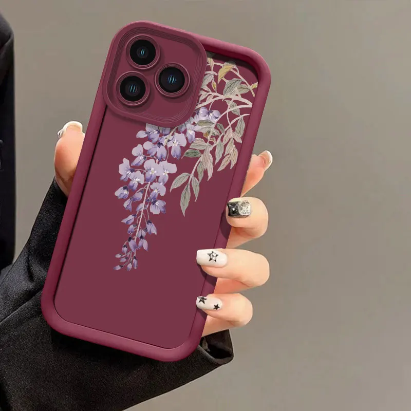 Blooming Purple Flowers Case For OPPO Realme 12 11 5 7I 8I GT 3 6 NEO 5 Master Pro Plus Shockproof Silicone Soft Phone Cover