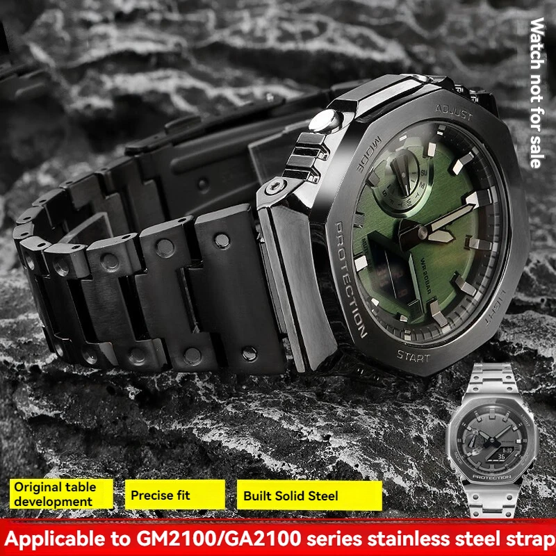 Para Casio GSHOCK serie granja roble GM-2100/GA2100/GBM-2100reloj de acero inoxidable de metal modificado con pulsera de acero inoxidable