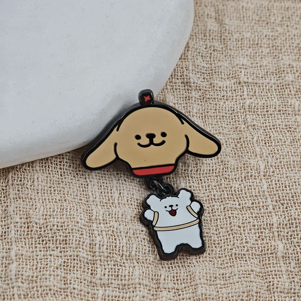 Malteser-Emaille-Pins mit Kette, Niedliche Welpen-Broschen, Kawaii Golden Retriever Metall-Abzeichen, Rucksack-Anstecknadel, Geschenk für Fans – Detail 8
