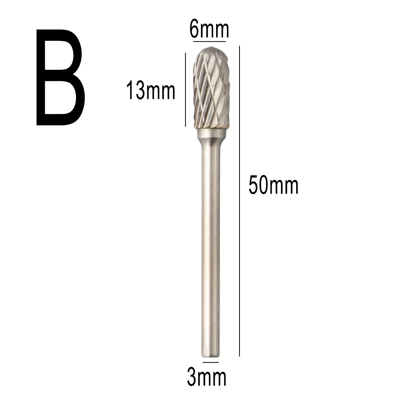 Brocas rotativas de carburo de tungsteno, broca de tallado, Lima giratoria de doble corte, Herramientas Eléctricas abrasivas, 3x6mm, 1 unidad