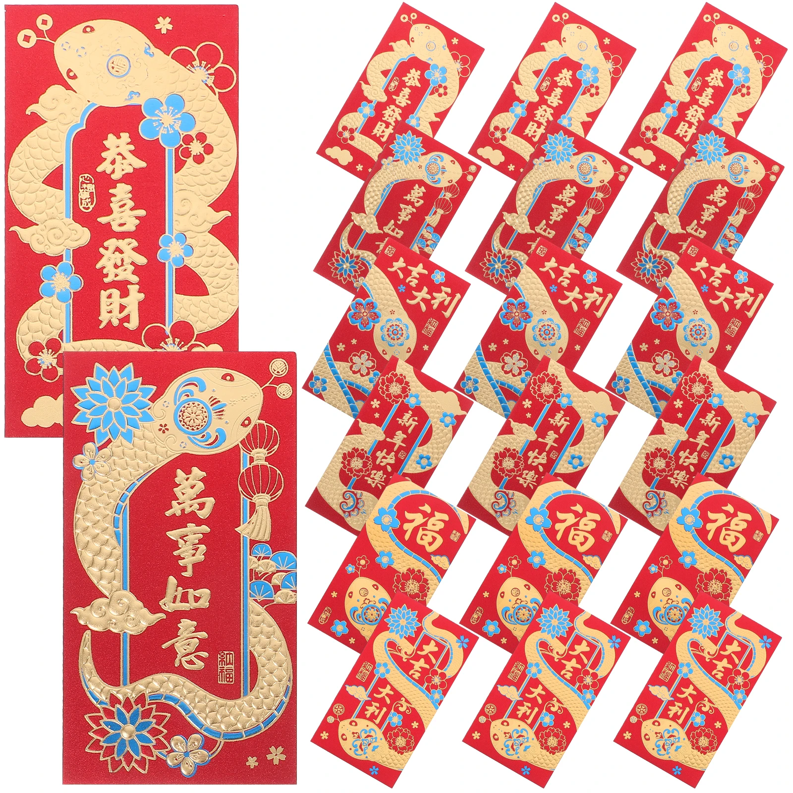 

30Pcs Year of The Snake Chinese Red Envelopes Holder Lunar New Year Decorations Wedding Red Envelopes Gift Packs