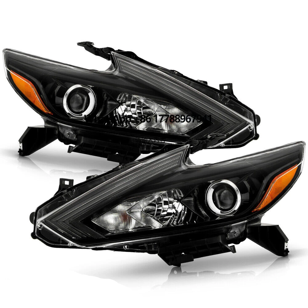 

For Nissan Altima 2016-2018 Pair Halogen Headlights Headlamps Assembly Black Clear Lens Left+Right Side LH Set Pair 2017