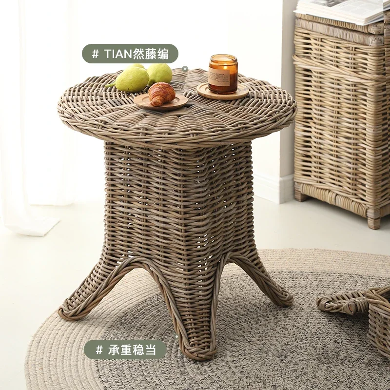 Minimalist Rattan Tea Table Leisure Table Chic Style Retro Side Table