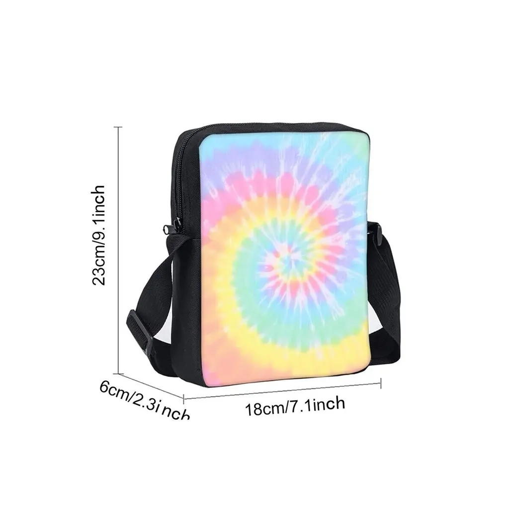 Tie-dye Printe Single Sided Messenger Bag for Boy/Girls Children Best Gifts 2D Flat Cartoon Casual Crossbody Bag
