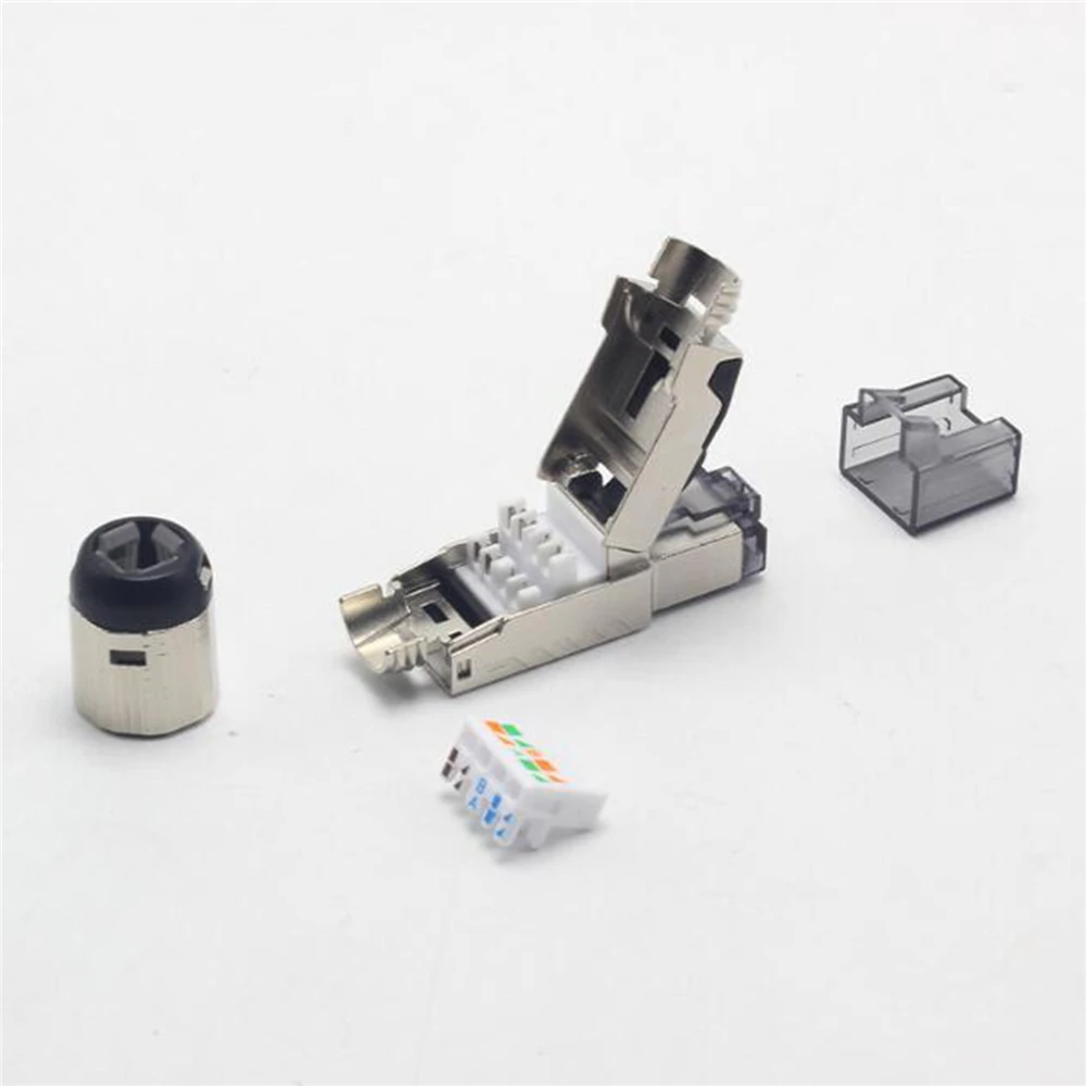 Professionelle Stecker Stecker Cat8 Werkzeug Weniger Computer Netzwerk Modul Schild RJ45 Netzwerk Kabel Freies Hit Metall Kristall Kopf