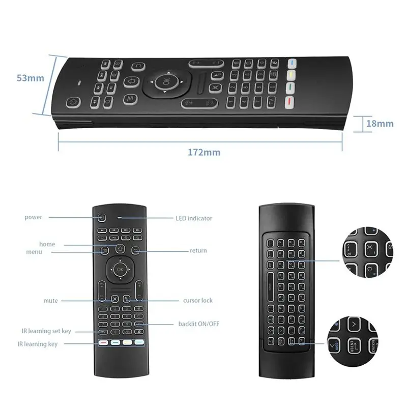 DT39 3X MX3 Air Mouse Wireless Keyboard Backlit Smart Remote Control 2.4G RF for Android TV Box for X96 Tx3 H96