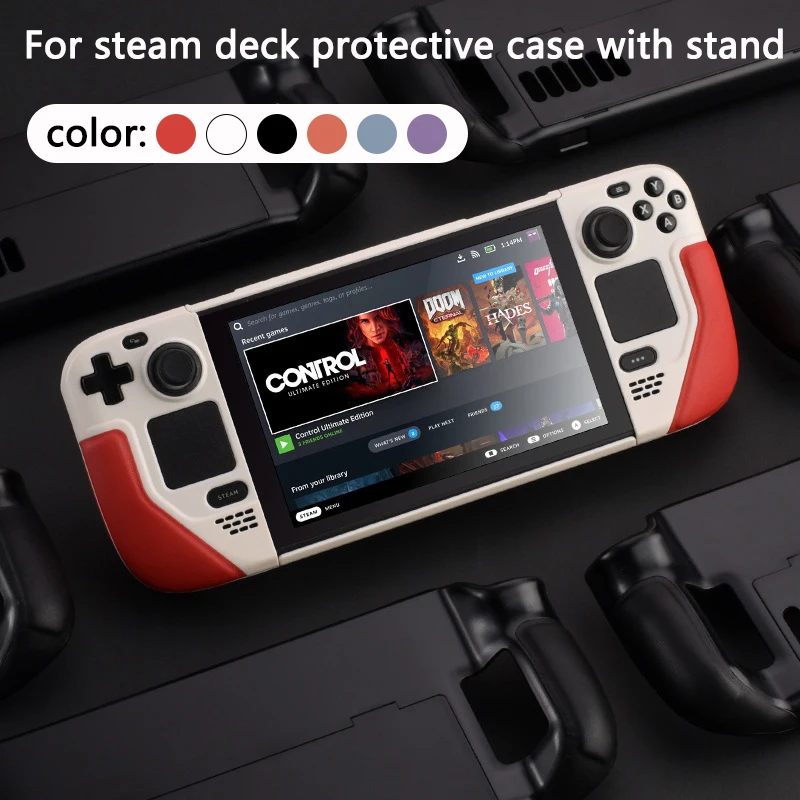 Full Protective Case for Steam Deck Cowhide wrap host Protective Soft Leather Grip Non-slip Cover hard shell bracket Accessories