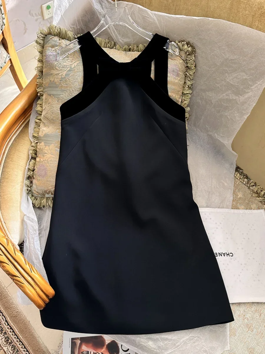 Frühling Kleider 2024 Neue Mode Samt Sexy Backless Slip Kleid für Frauen Lose Bogen Mädchen Elegante Party Kurze Damen kleid