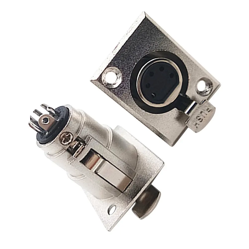 2Pcs Xlr Female Panel Connector 5-Pin Nickel-Plated Audio Speaker Socket Chassis Mount for Microphone Amplifier Sound Systems