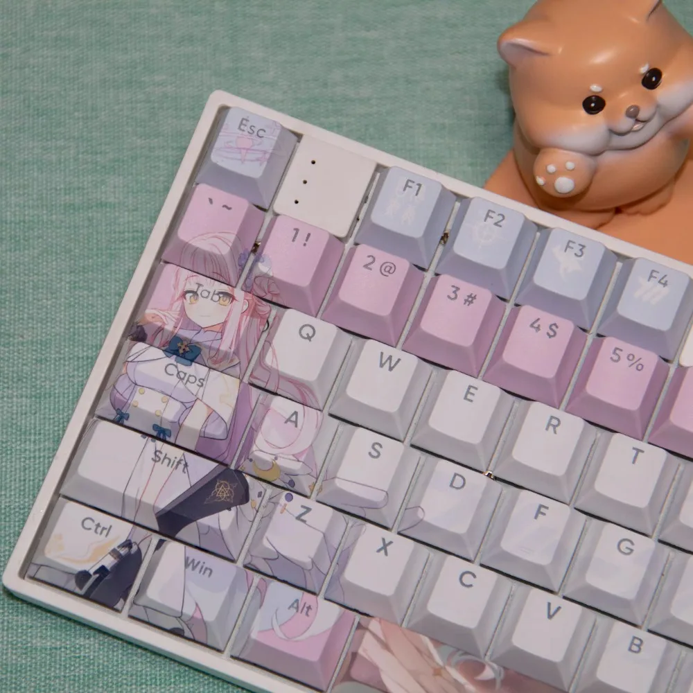 Misono Mika Keycaps Blue Archive PBT Key Caps DYE Sublimation Cherry MX Cross Axis Switch for Mechanical Keyboard Otaku Gift