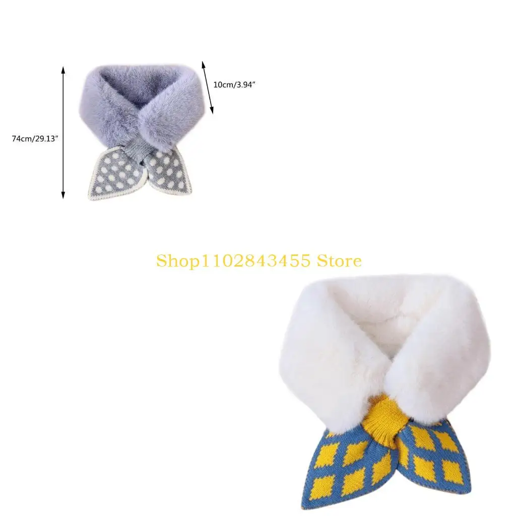 49MC أفخم الرقبة ScarvesFalse طوق الاطفال فو الفراء طوق وشاح الصوف طوق البولكا نقطة ربطة القوس فيونكة منديل وشاح الماس شبكة #1