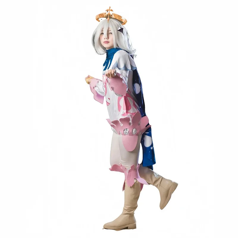 Genshin paimon cosplay lolita vestido botas peruca bonito anime macacão impacto bodysuit uniforme festa de halloween traje para mulher cm;5