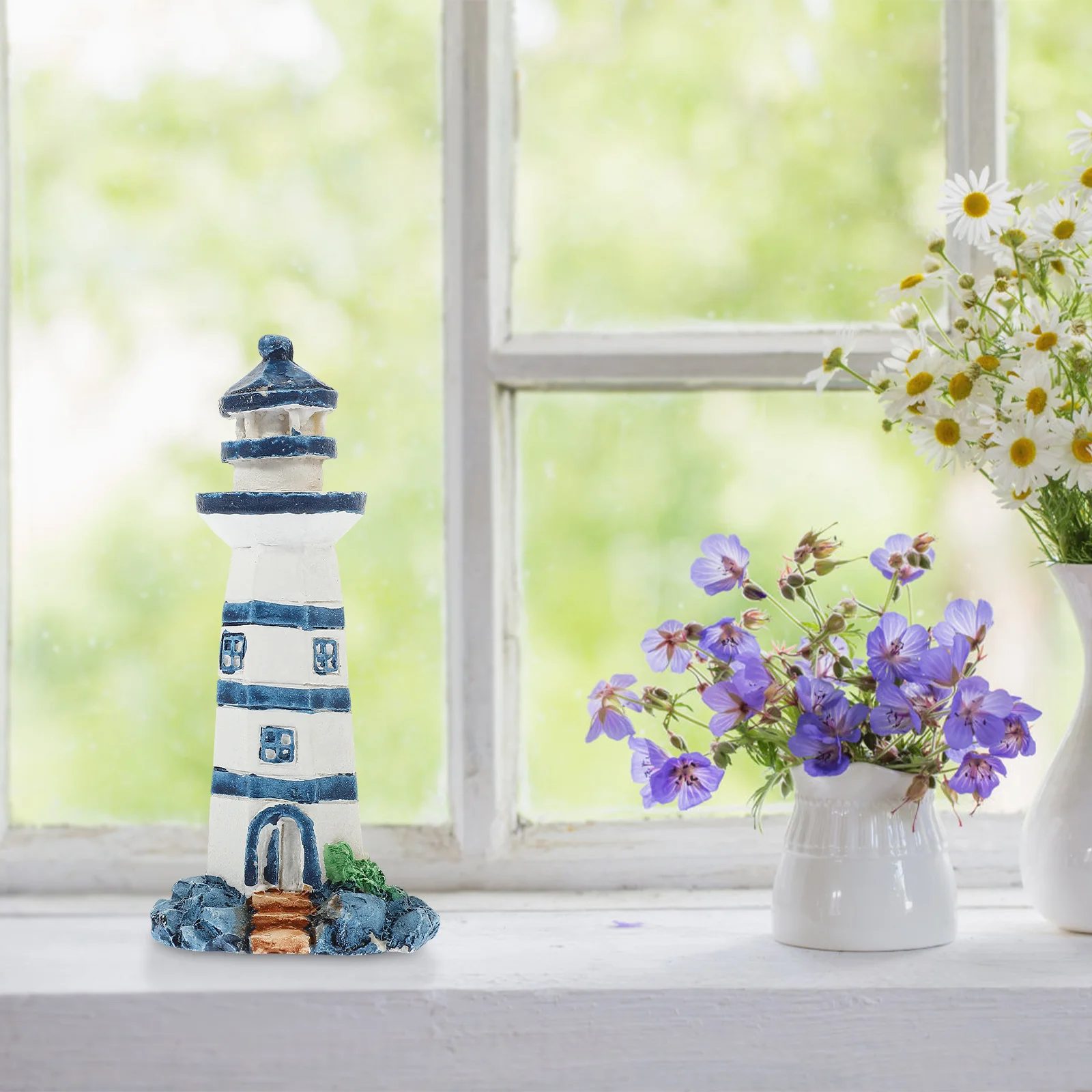 Small Lighthouse Ornaments Sea Theme Craft Mediterranean Decor Decorative Wood Resin Decorate