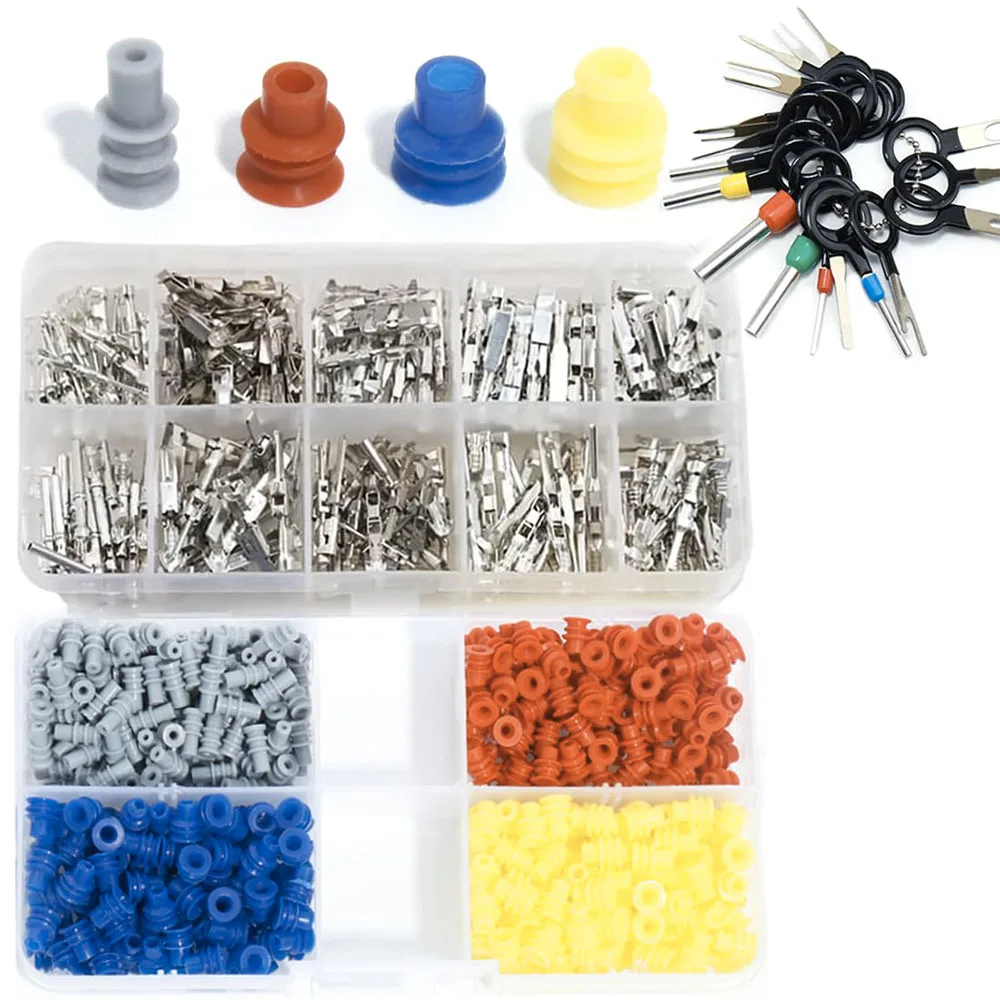 600PCS 1.0/1.5/3.5mm Car Electrical Terminal Connectors Automotive Wire Pin Removal Kit Non Insulated Male Male Female Crimp