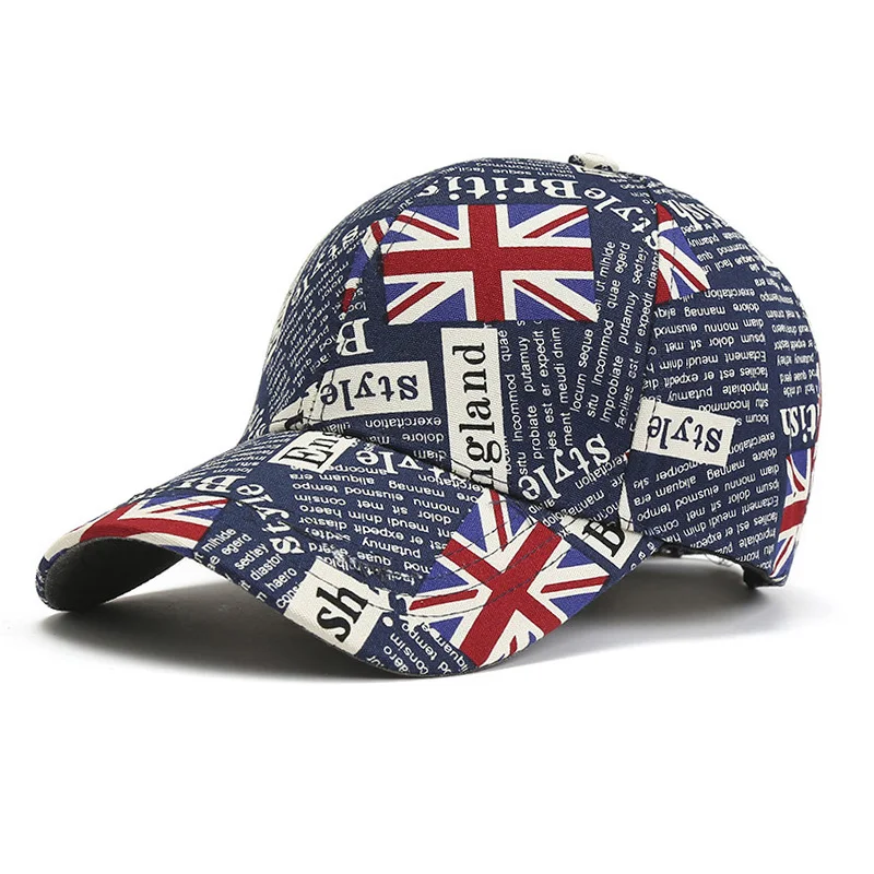 Classic English Flag Graffiti Women's Baseball Cap Versatile Fashion Sports Sun Cap Hip Hop Cap Letters Breathable Sun Cap