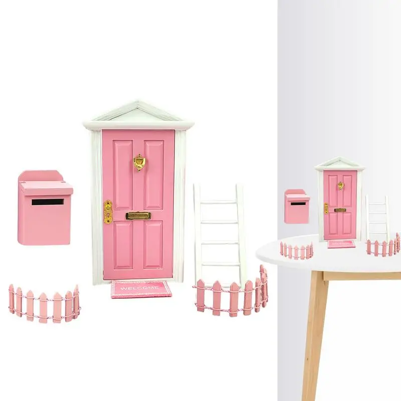 Miniature Fairy Door Set Magicals Fairy Door Door For Wall Miniature Decorations For Kids Room Including Ladder Fence Mailbox