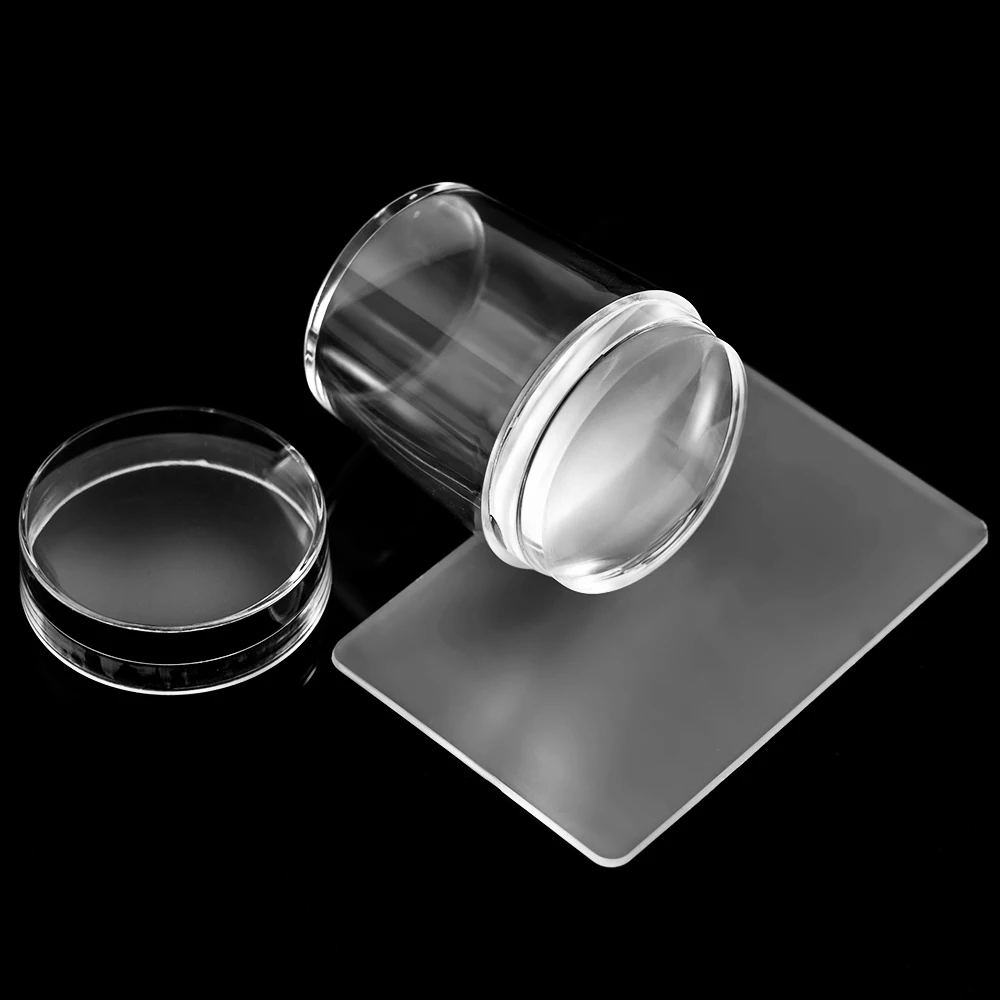 

Transparent Nail Stamper with Scraper Jelly Silicone Printing Nail Polish Stamping French Tip Nail Stamp Template Stencil Tools