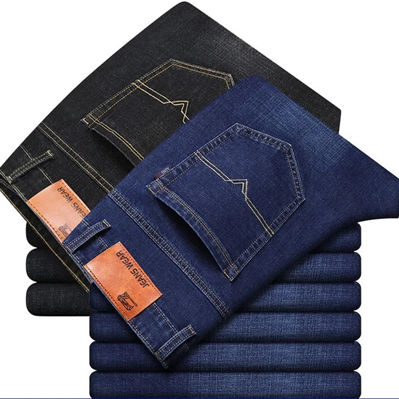 2024 New Stretch Slim Fit Pants Comfortable Soft Business Denim Trousers Male Brand Clothing Men Fashion Straight Jeans 28-40