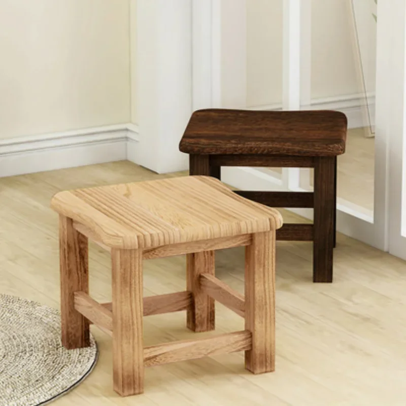 Banc carré en bois massif pour la maison moderne, petit tabouret de canapé créatif, banc de changement de chaussures, piste basse ols, Mx10111037