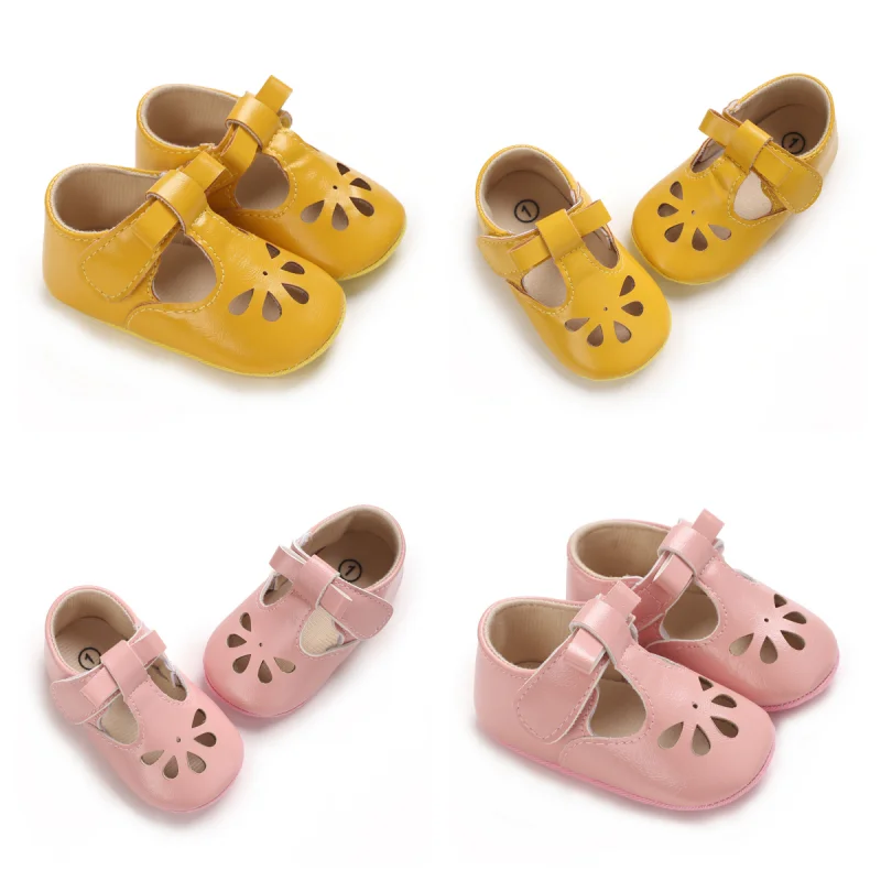 New Hollow Out Newborn Walking Shoes Soft Leather Breathable And Non Slip Sandals For Female Babies